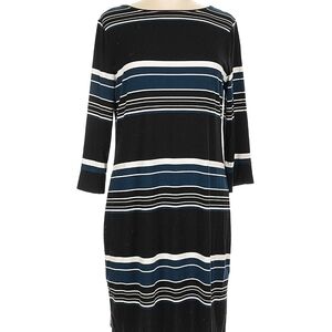 White House Black Market Black and Blue Striped Midi Dress
